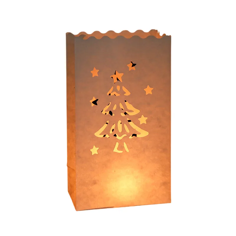 10 x Lantern Bags Tealight Wedding Party Decoration - Christmas Tree With Stars