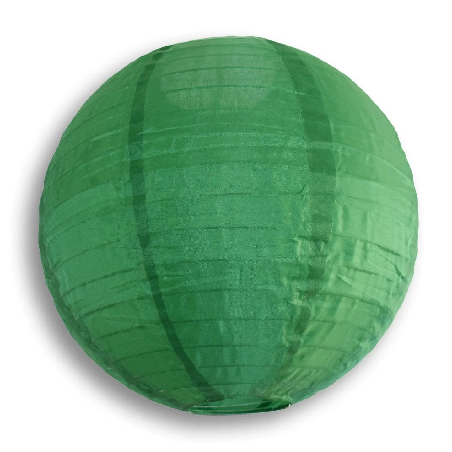 12 Inch Emerald Green Shimmering Nylon Lantern, Parallel Ribbing, Durable, Hanging