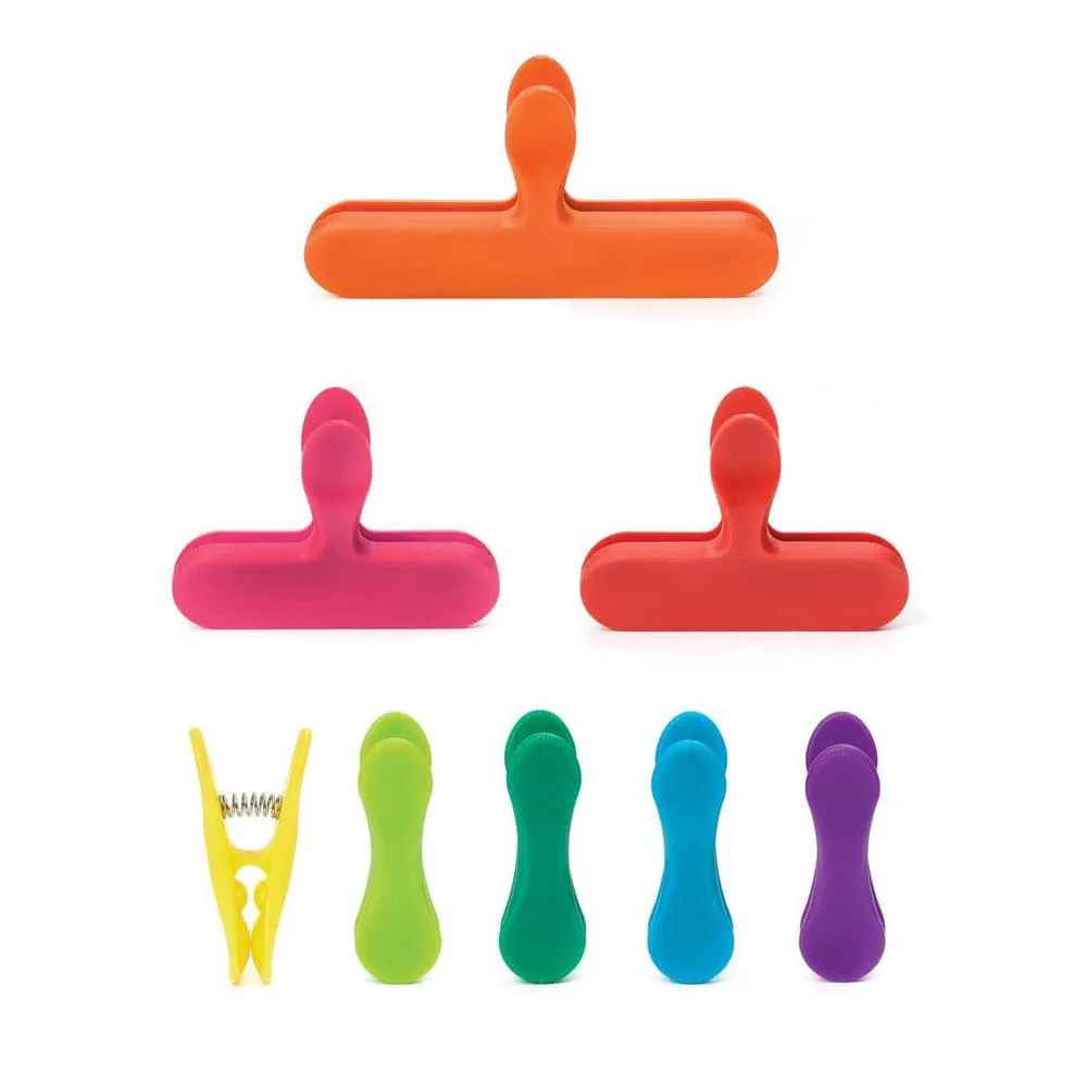 Assorted Rainbow Bag Clips 8 Pack