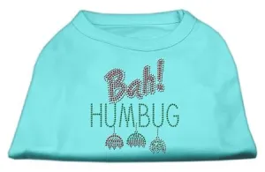 Bah Humbug Rhinestone Dog Shirt Aqua Lg (14)