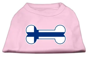 Bone Shaped Finland Flag Screen Print Shirts Light Pink L (14)