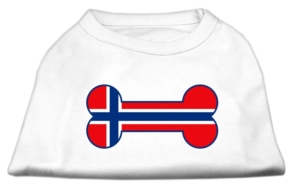 Bone Shaped Norway Flag Screen Print Shirts White XL (16)