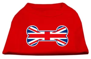 Bone Shaped United Kingdom (Union Jack) Flag Screen Print Shirts Red XS (8)