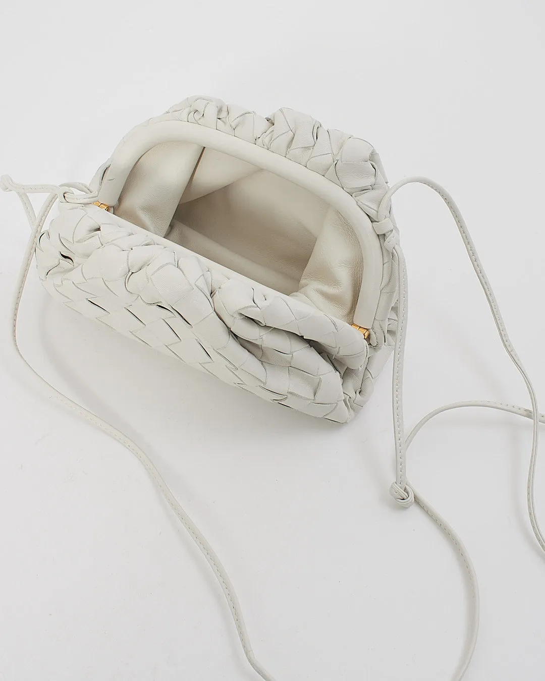 Bottega Veneta White (Chalk) Intrecciato Leather The Mini Pouch Bag