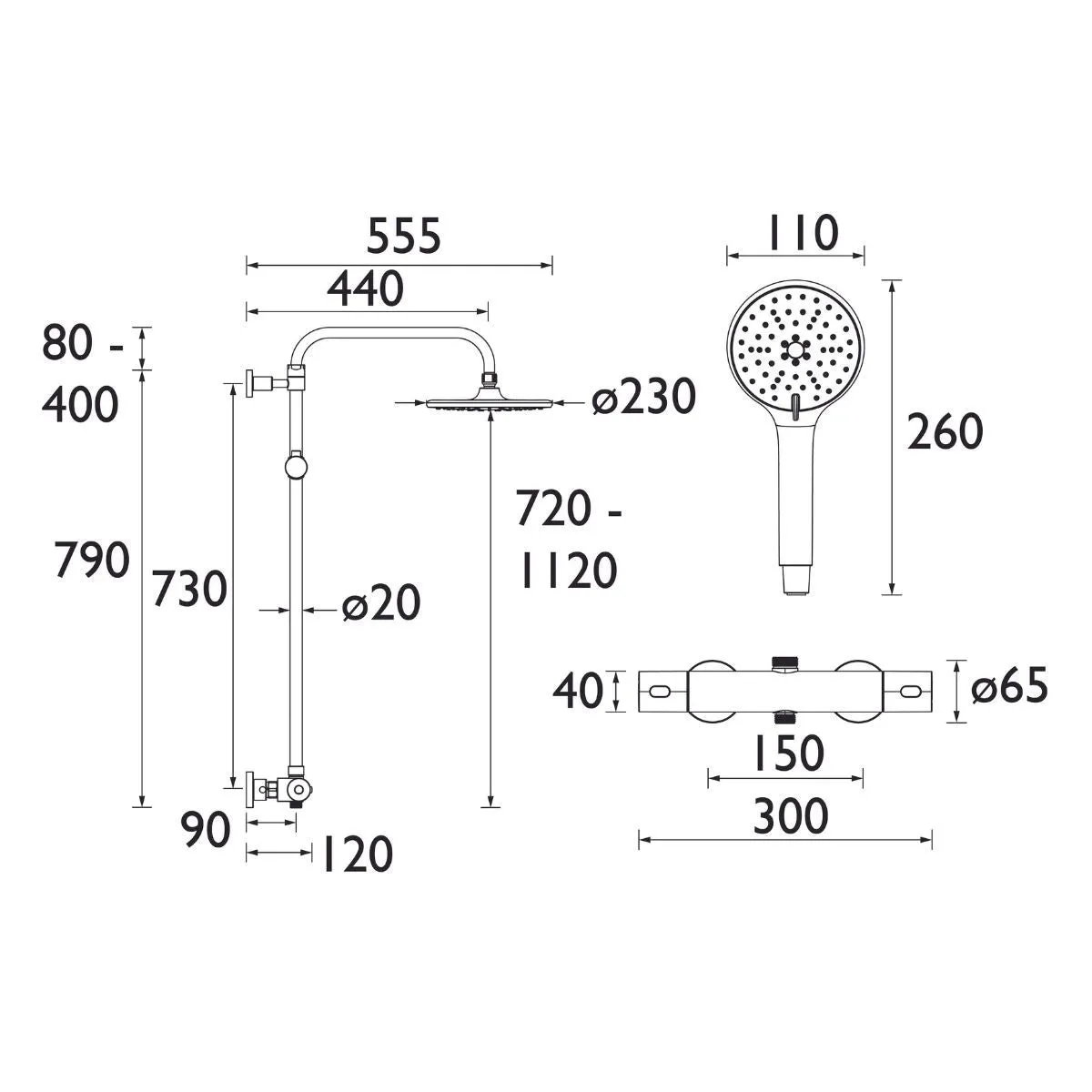 Bristan Buzz Rigid Riser Bar Shower Mixer in Luminance Chrome - BUZ2 SHXDIVCTFF C