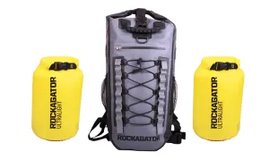 BUNDLE SPECIAL Rockagator Hydric Series 40 Liter STORM Waterproof Backpack & 2 DRY BAGS