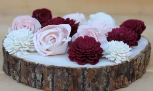 Burgundy/Marsala, Blush and White Mixed Assorted Sola Wood Flowers