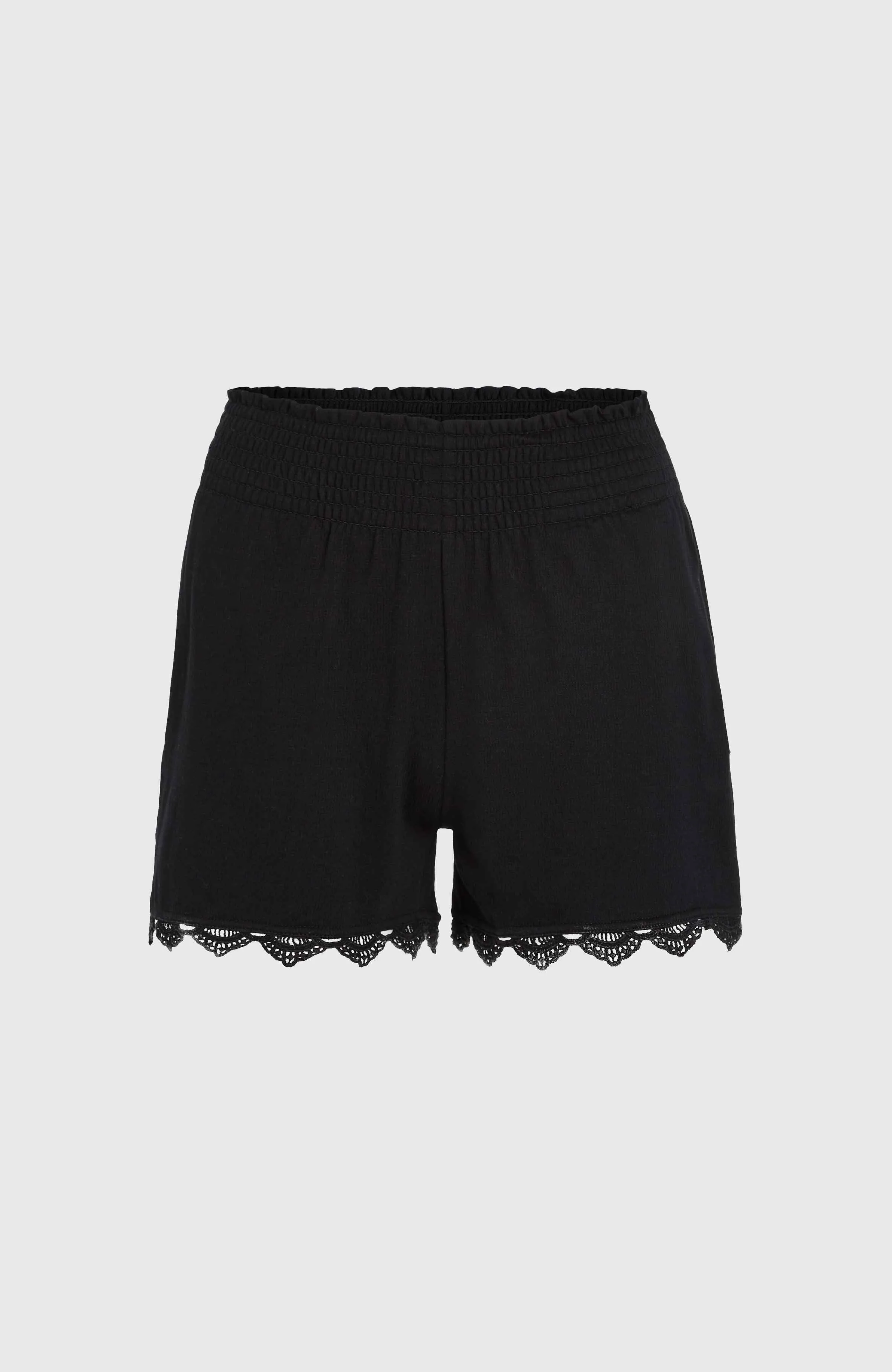 Essentials Ava Smocked Shorts | Black Out