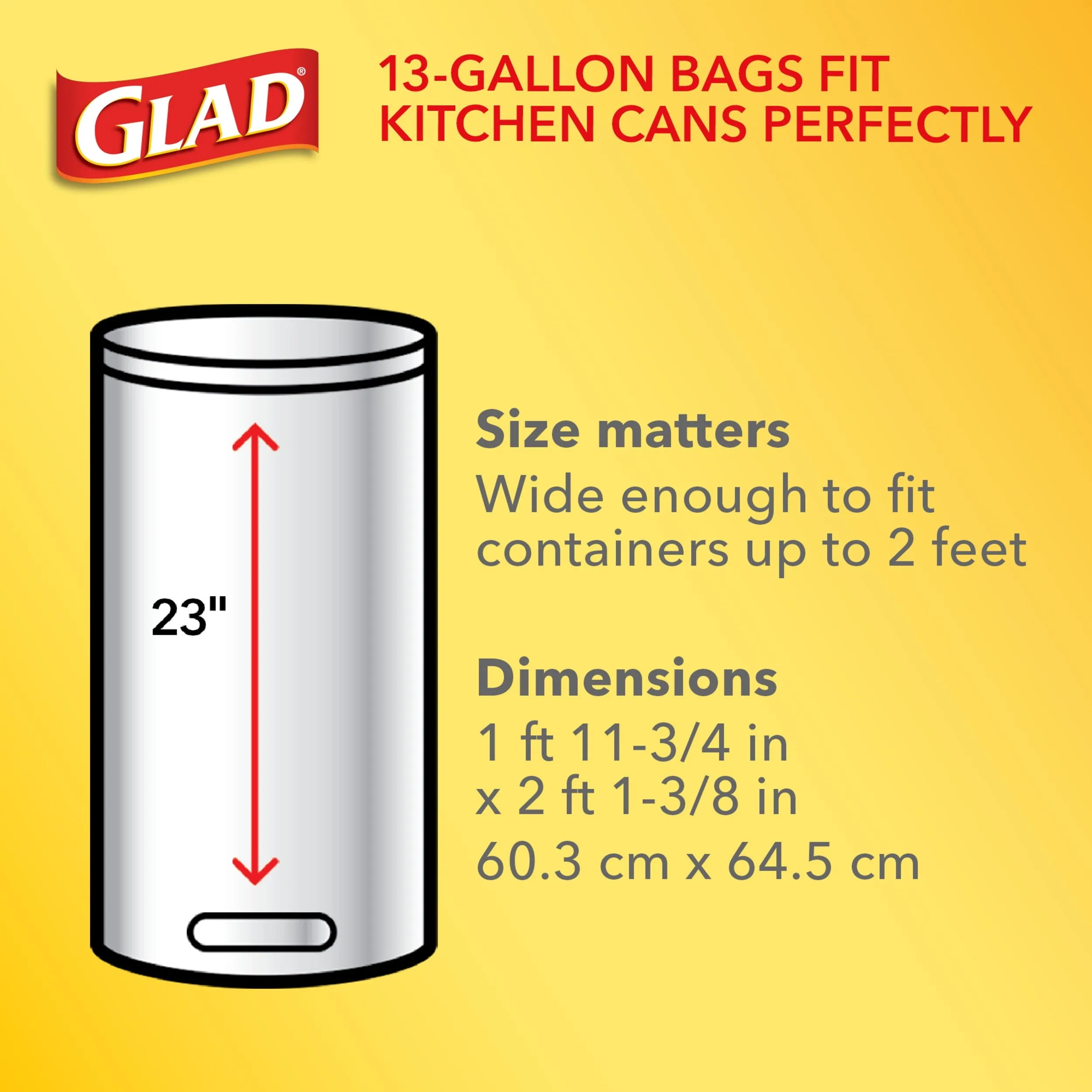 Glad ForceFlex 13 Gallon Tall Kitchen Trash Bags, Gain Lavender with Febreze, 40 Bags