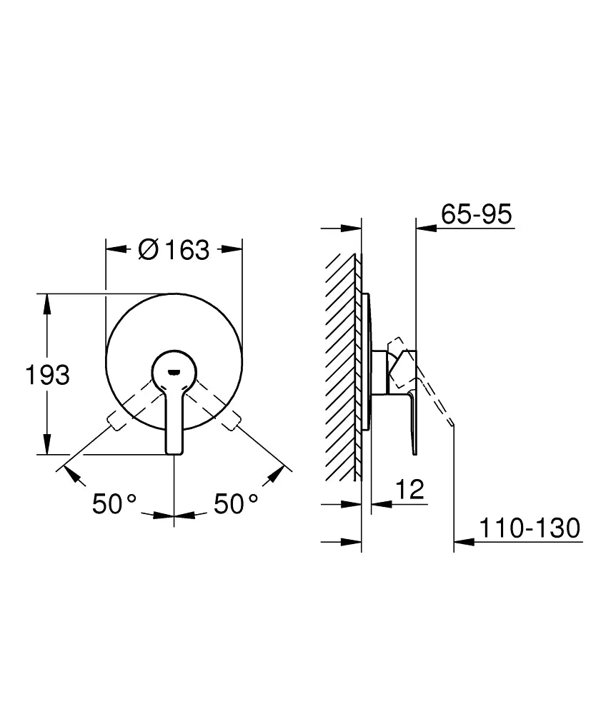 Grohe Lineare Single-Lever Shower Mixer Trim in Chrome - 19296001