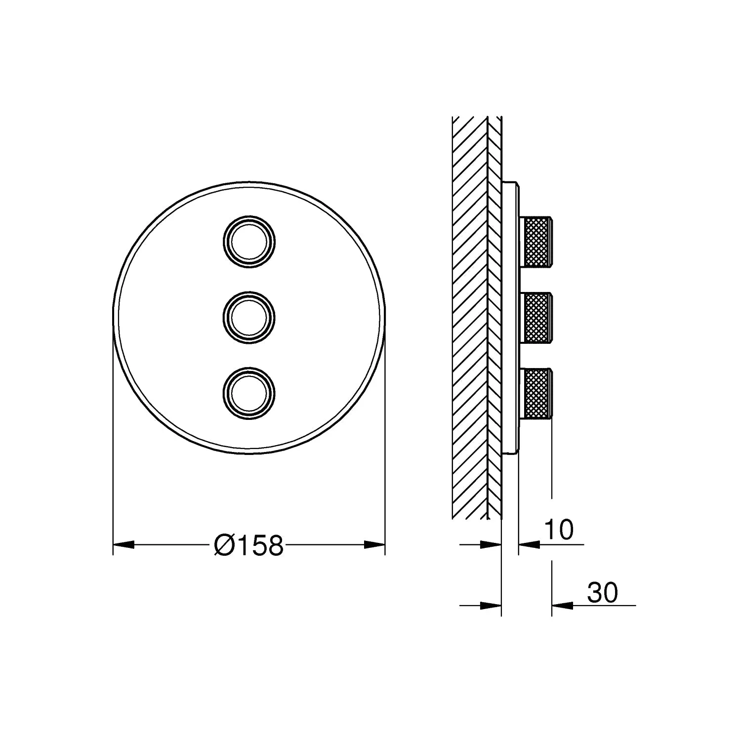 Grohe Supersteel Grohtherm SmartControl Triple volume control trim