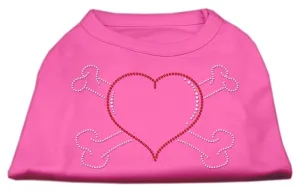 Heart and Crossbones Rhinestone Shirts Bright Pink M (12)