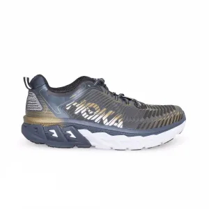 Hoka Arahi Midnight Navy Metallic Gold Shoes