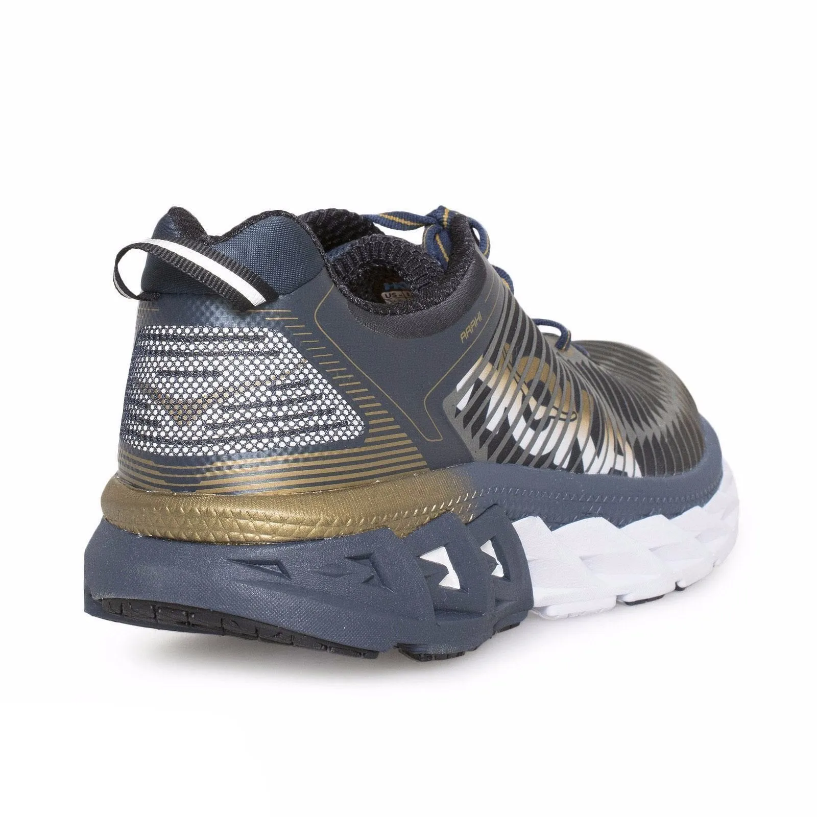 Hoka Arahi Midnight Navy Metallic Gold Shoes