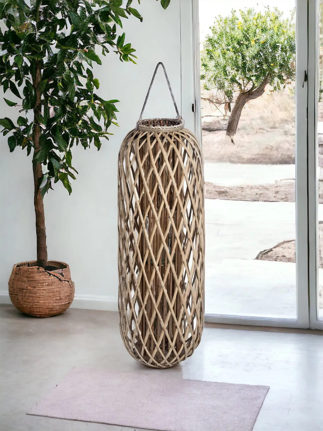 Huge Natural Rattan Wicker Candle Lantern