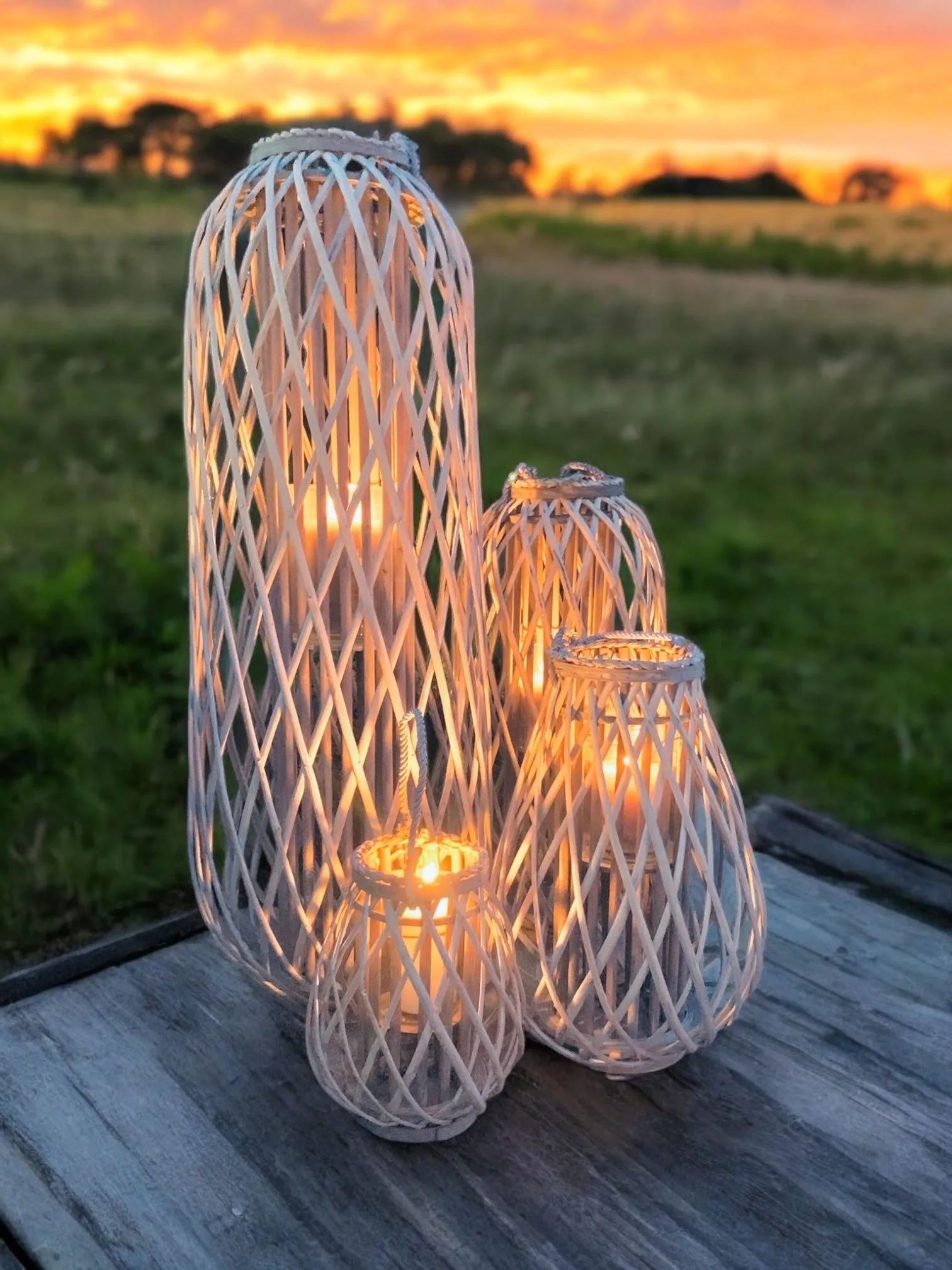 Huge Natural Rattan Wicker Candle Lantern