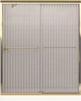 Kohler Fluence Sliding Shower Door With 1/4 In. Thick Crystal Falling Lines Glass' Brushed Bronze