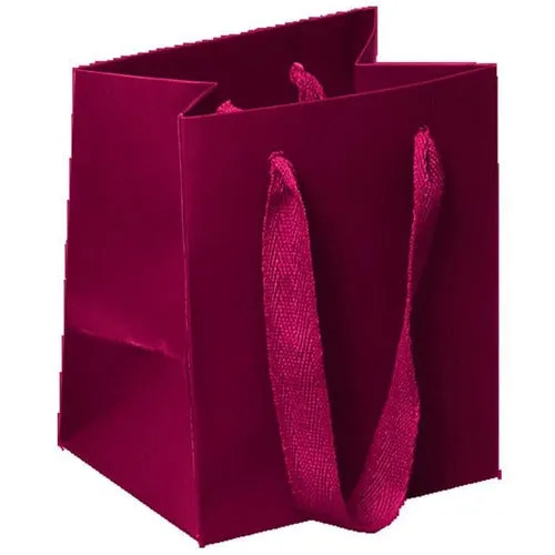 Manhattan Twill Handle Shopping Bags-Dark Red- 5.0 x 4.0 x 6.0