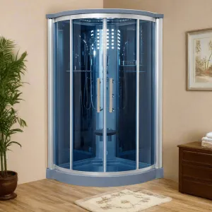 Mesa WS-801L 1 Person Corner Steam Shower - 42"L x 42"W x 85"H (Blue Glass)