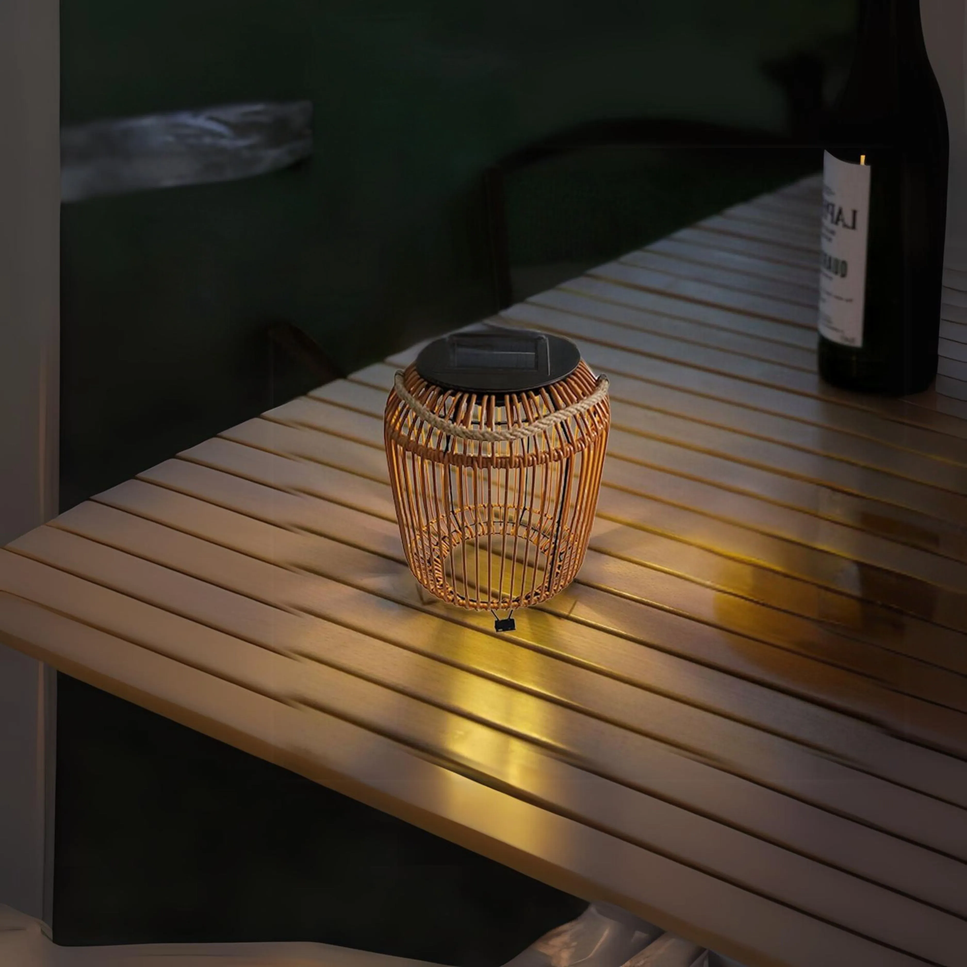 Outdoor Cylinder Shaped Table Top Solar Lantern