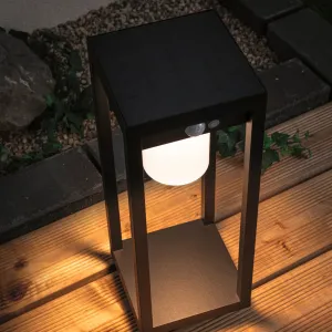 Outdoor Marisol 5.5W LED Large Solar Lantern with Motion Detection in Black