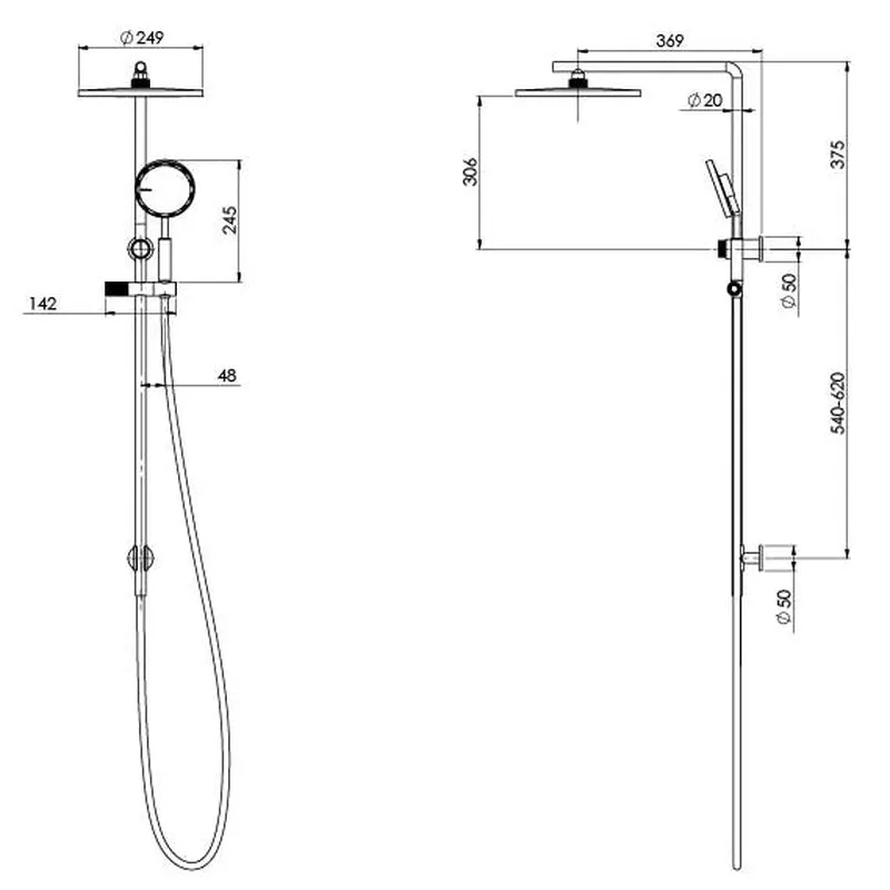 Phoenix NX Iko Twin Shower - Matte Black