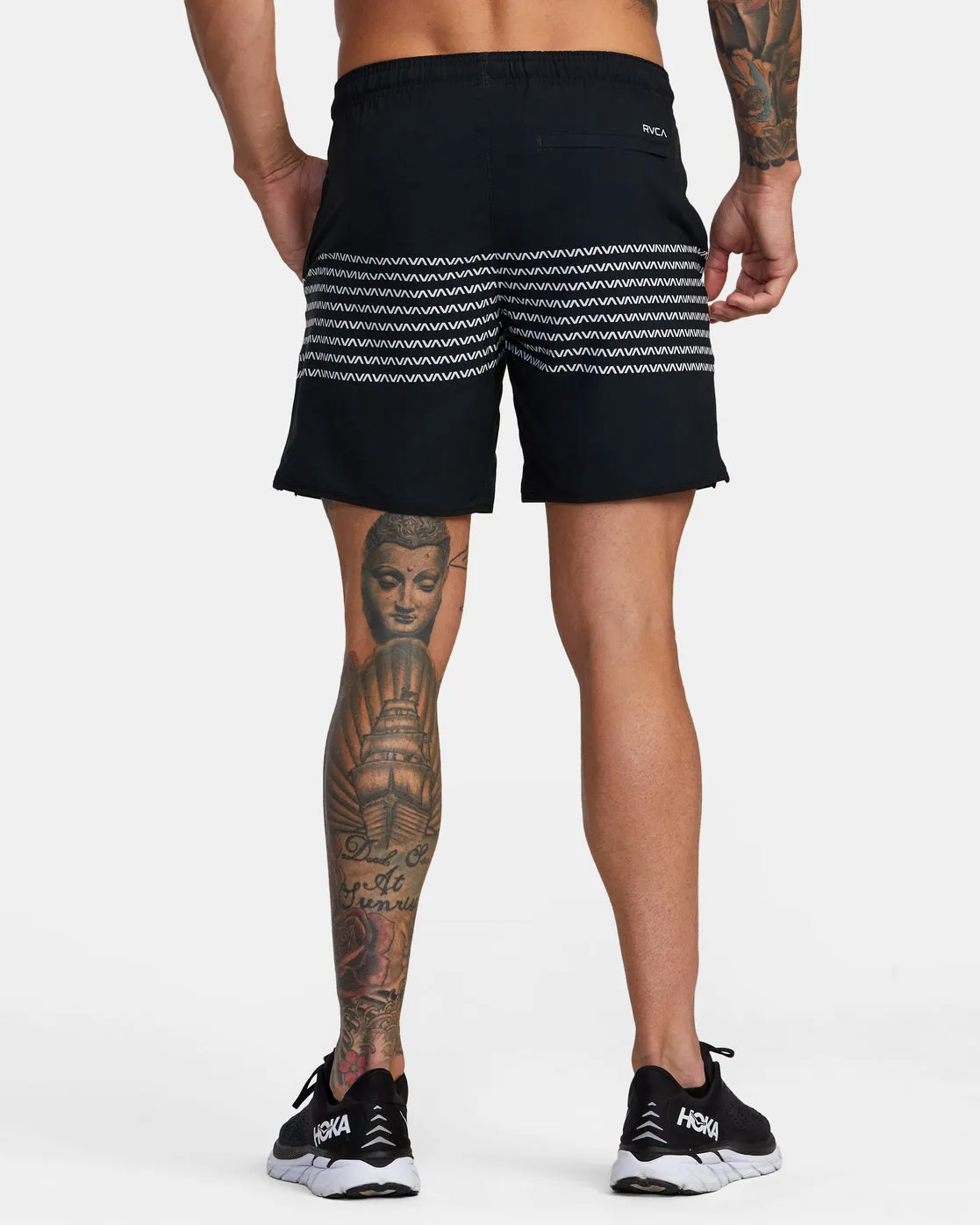 RVCA Yogger Stretch Athletic Shorts 17" - Black/White