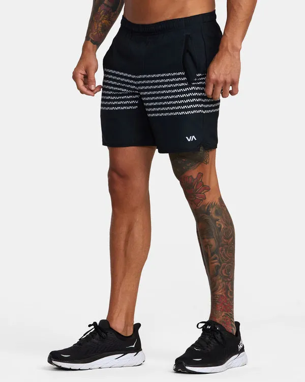 RVCA Yogger Stretch Athletic Shorts 17" - Black/White