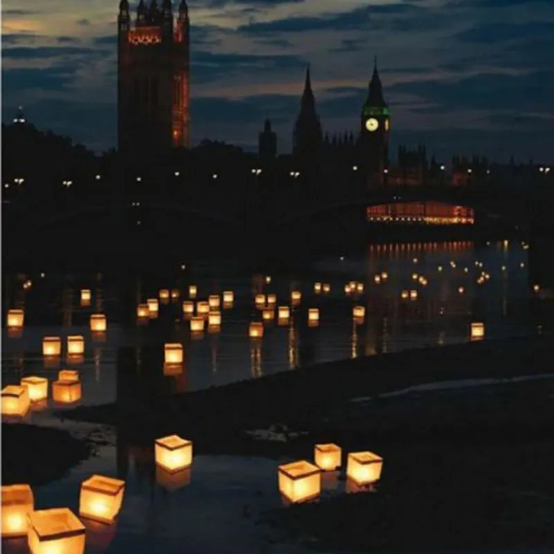 Square Lantern Paper Wishing floating Candle