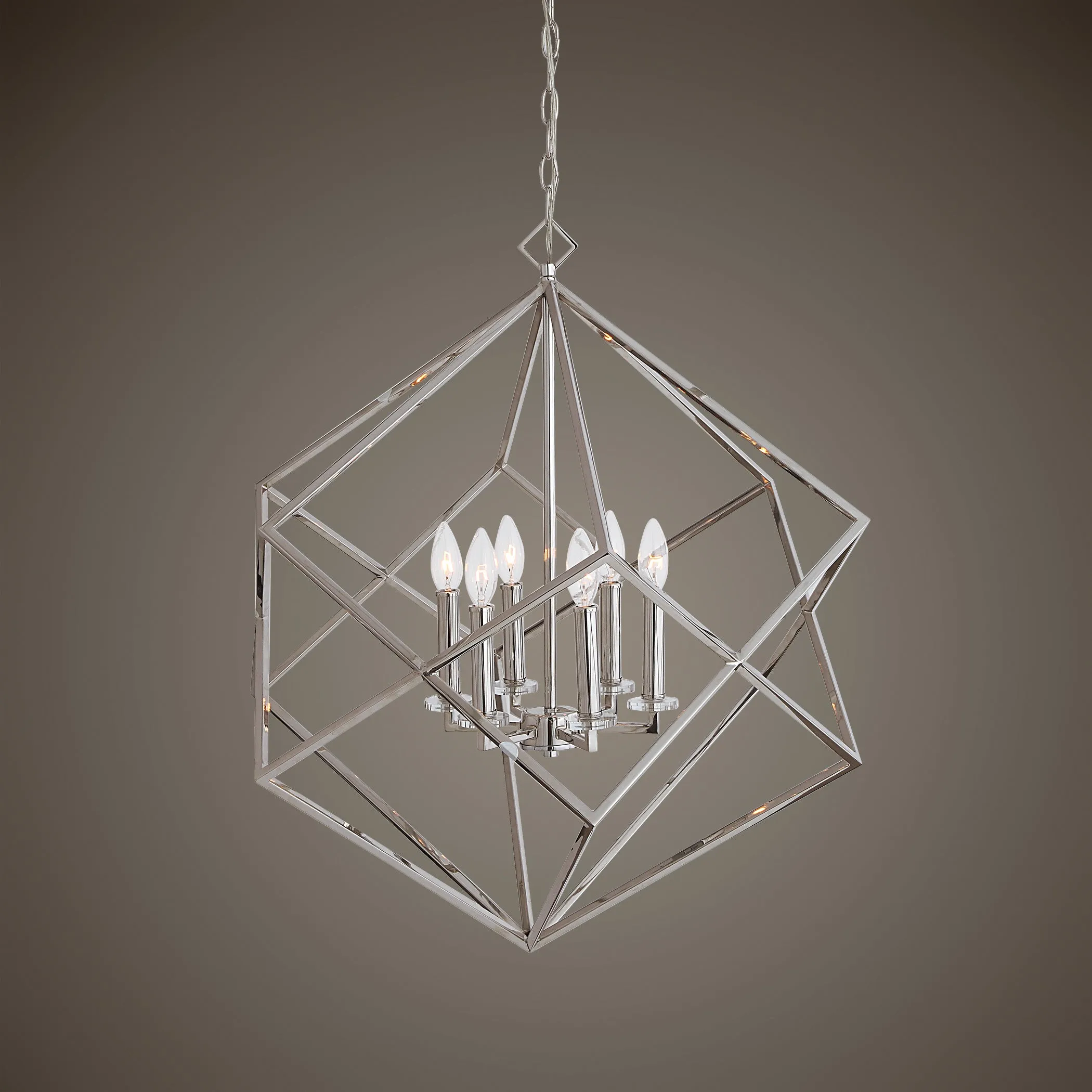 Uttermost Euclid 6 Light Nickel Cube Pendant