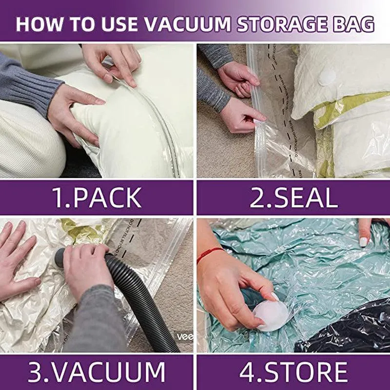 Vacuum Clothes Storage Bags 9 Bags Mix Sizes with Hand Pump