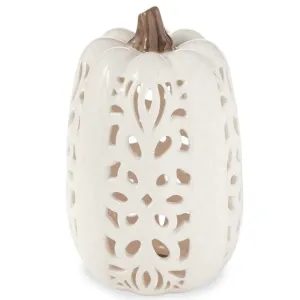 White Ceramic Pumpkin Lantern