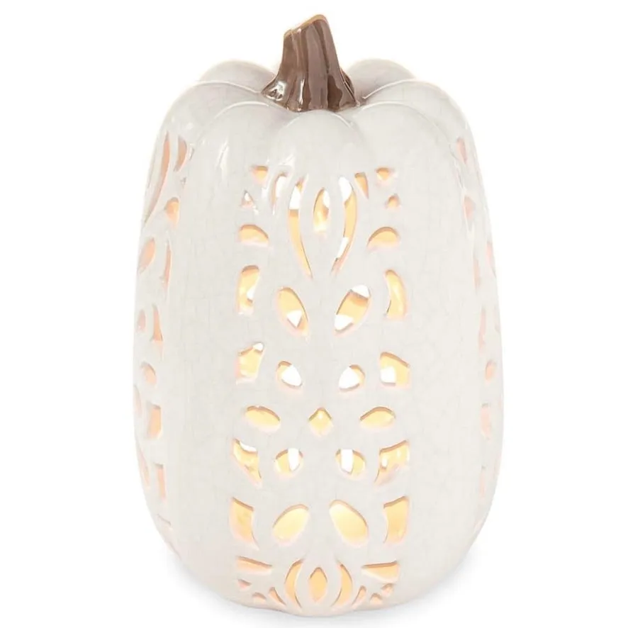 White Ceramic Pumpkin Lantern