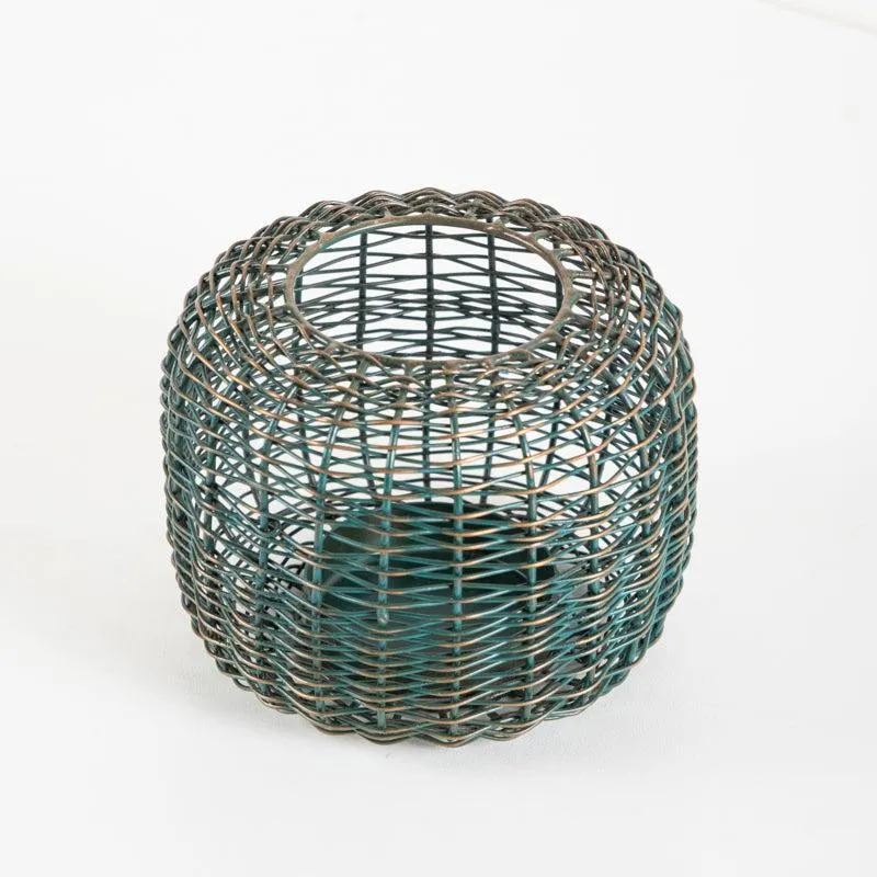 Wire Tea Light Candle Holder - Blue Copper